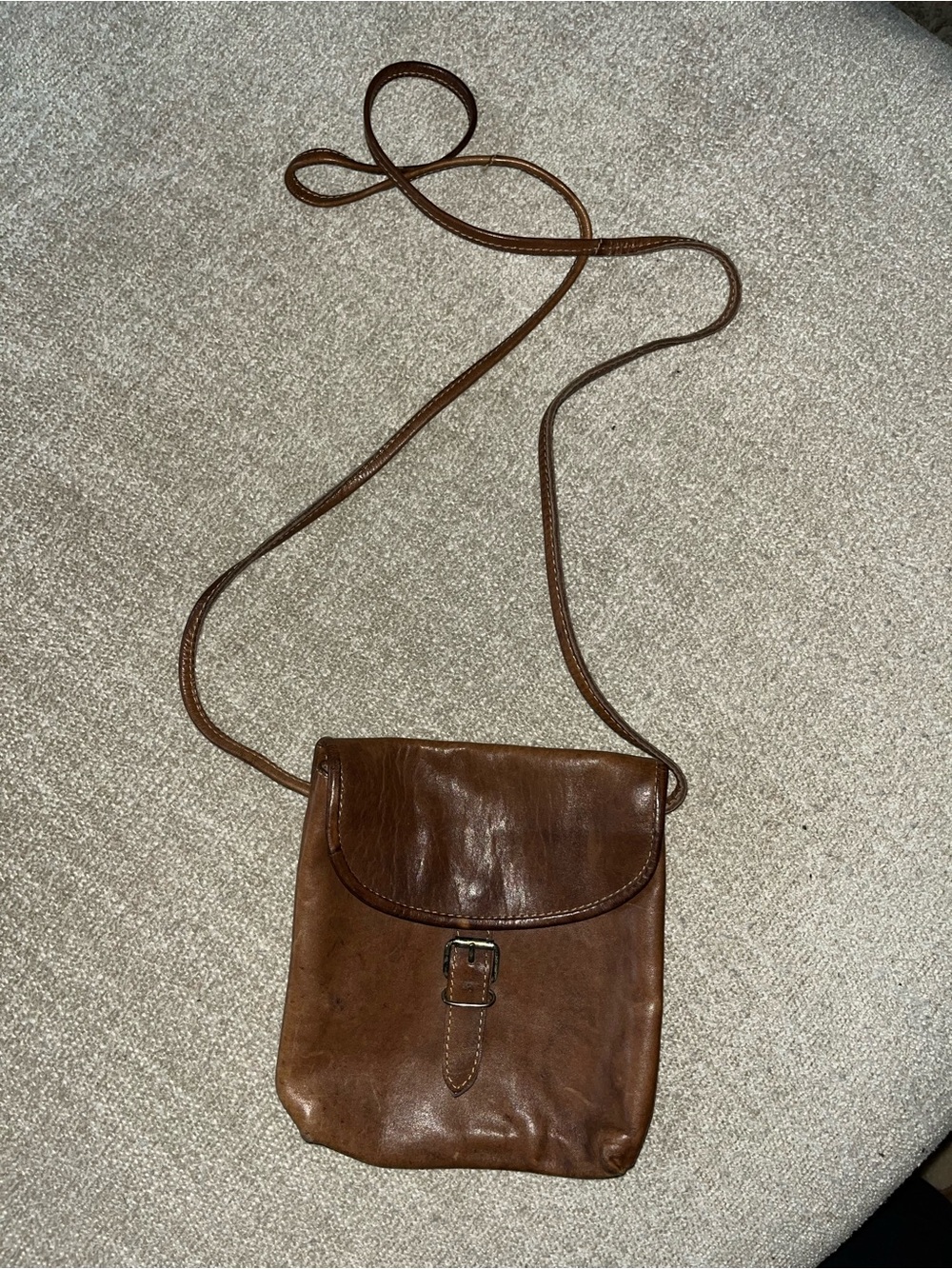 Brown Leather Mini Crossbody Bag - Classic Everyday Style
